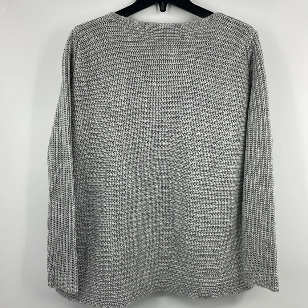 Lauren Vidal Light Gray Wool Blend Sculptural Knit Sweater Size Extra Small XS
